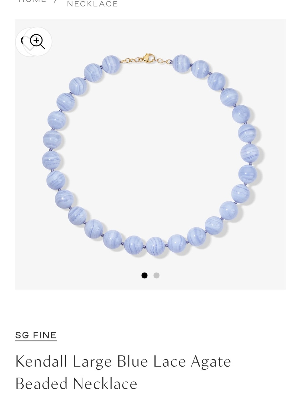 Stephanie Gottlieb Large Blue Lace Agate Beaded Necklace
